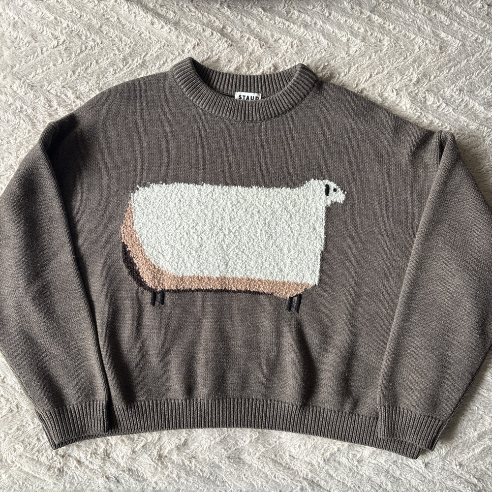 STAUD Brown Sheep Giada Serrano Graphic Wool Sweater L - Picture 2 of 4